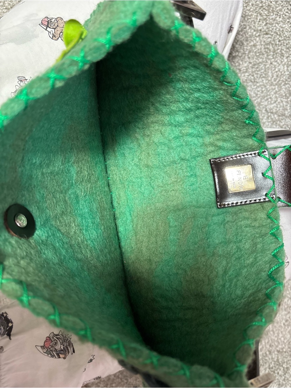 Fendi Green Felt Tote with Leather Strap - Picture 3 of 5